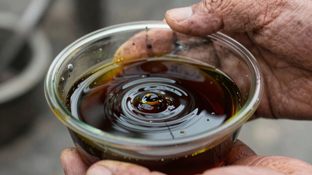 inspect oil appearance and texture